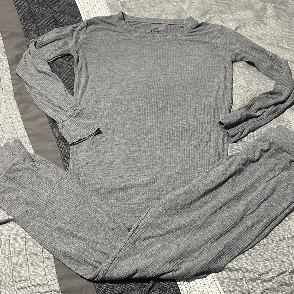 Little Sleepies 2 piece Gray Ribbed Bamboo Pajamas. Size 12/14